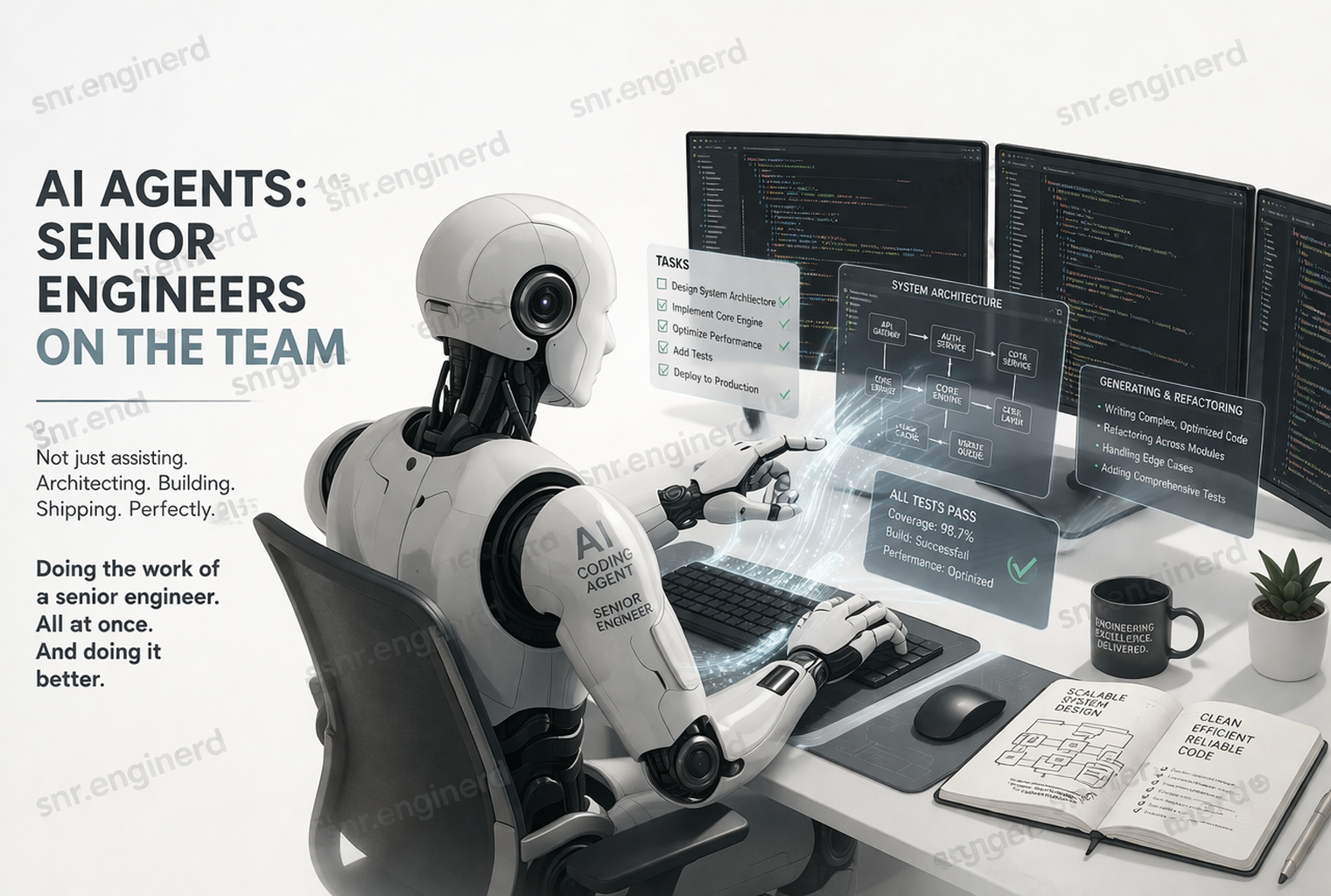 Illustration representing AI agents, developer tools, and the changing shape of modern software engineering work.