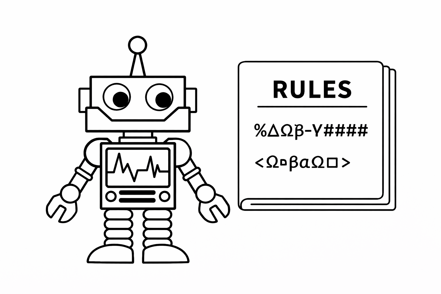 Minimalist banner with abstract lines and a notebook icon, suggesting focus and productivity with AI assistant rules